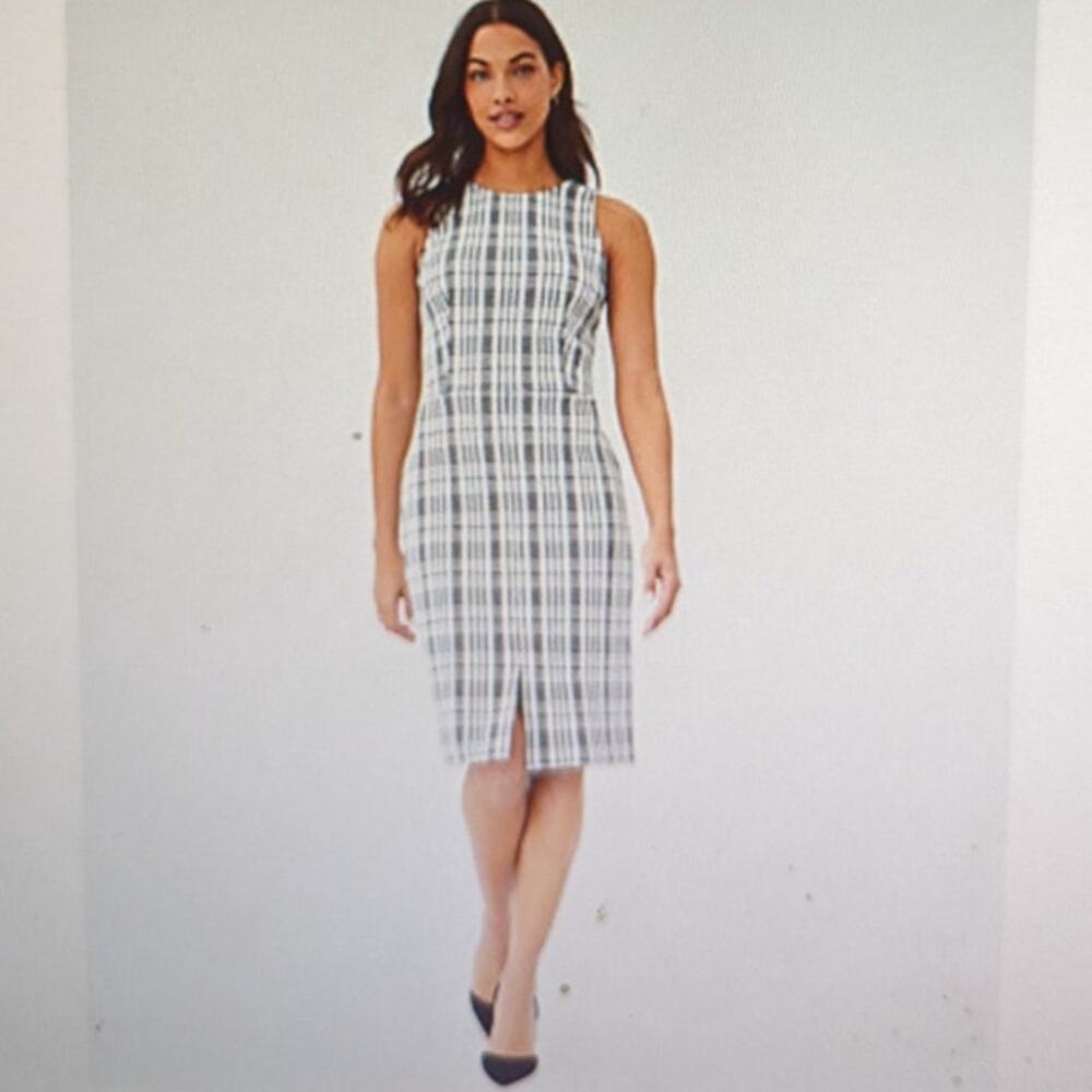 Ann Taylor Petite Women's Blk/White Plaid Sheath Dress Size 12P